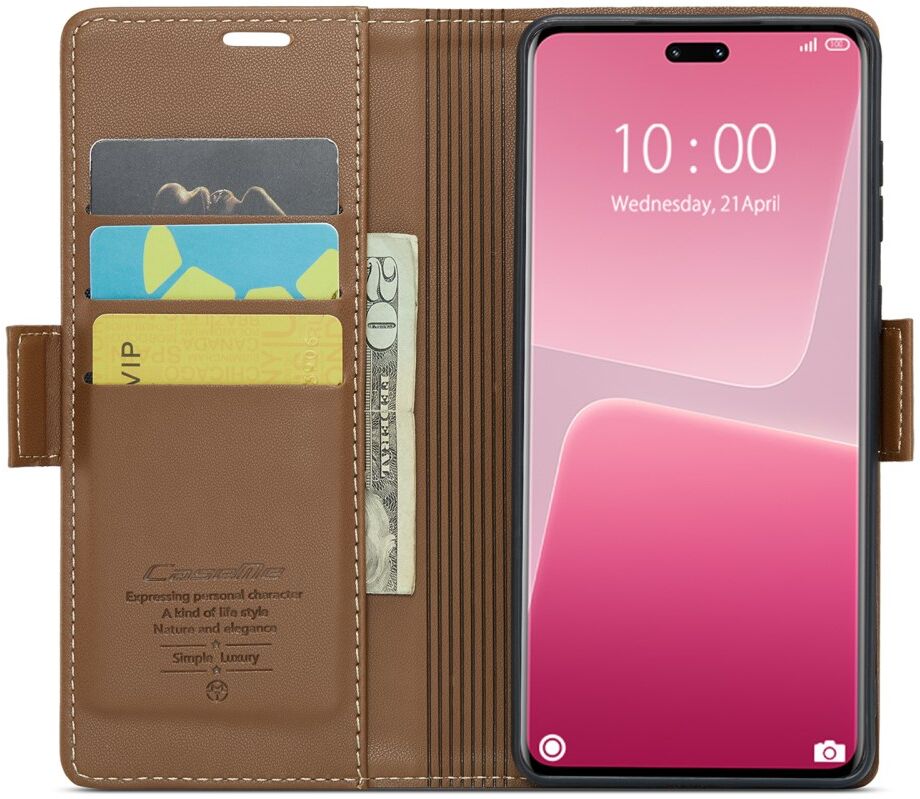 CaseMe 023 Xiaomi 13 Lite Book Case met Pasjeshouder Bruin afbeelding 1