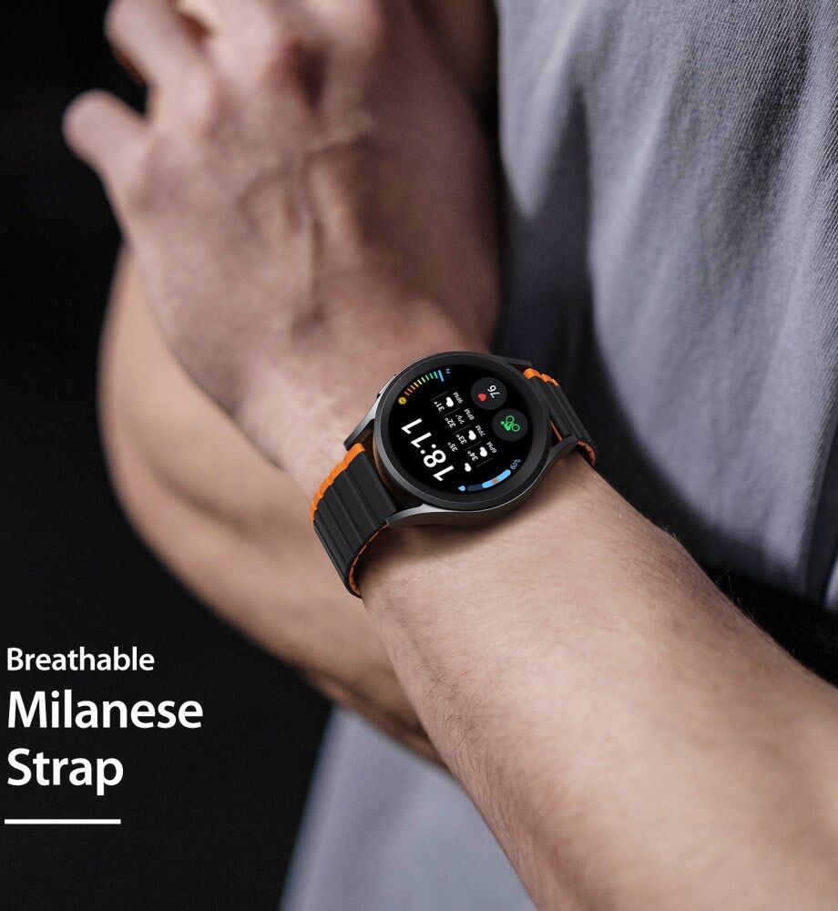 Dux Ducis LD Strap Universeel Smartwatch Bandje 20MM Zwart Oranje afbeelding 2