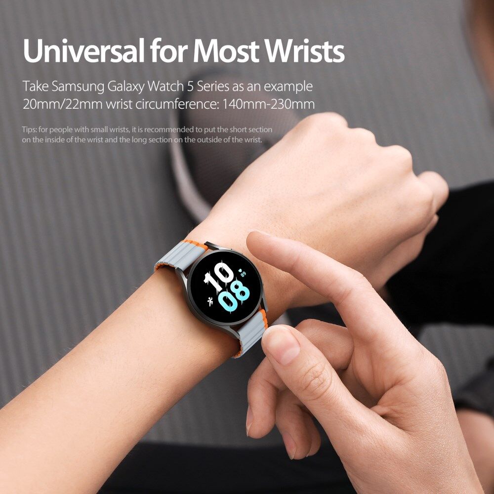 Dux Ducis LD Strap - Universeel Smartwatch Bandje 22MM - Grijs Oranje afbeelding 4