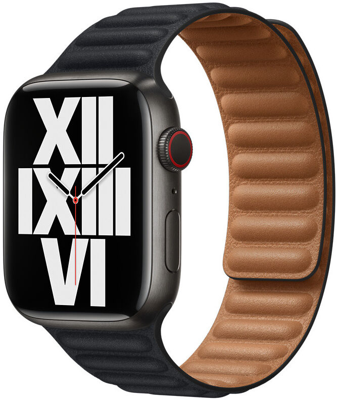 Origineel Apple Watch 49/45/44/42MM Leather Link Bandje Zwart S/M afbeelding 1