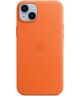 Origineel Apple iPhone 14 Plus Hoesje MagSafe Leather Case Oranje