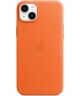Origineel Apple iPhone 14 Plus Hoesje MagSafe Leather Case Oranje