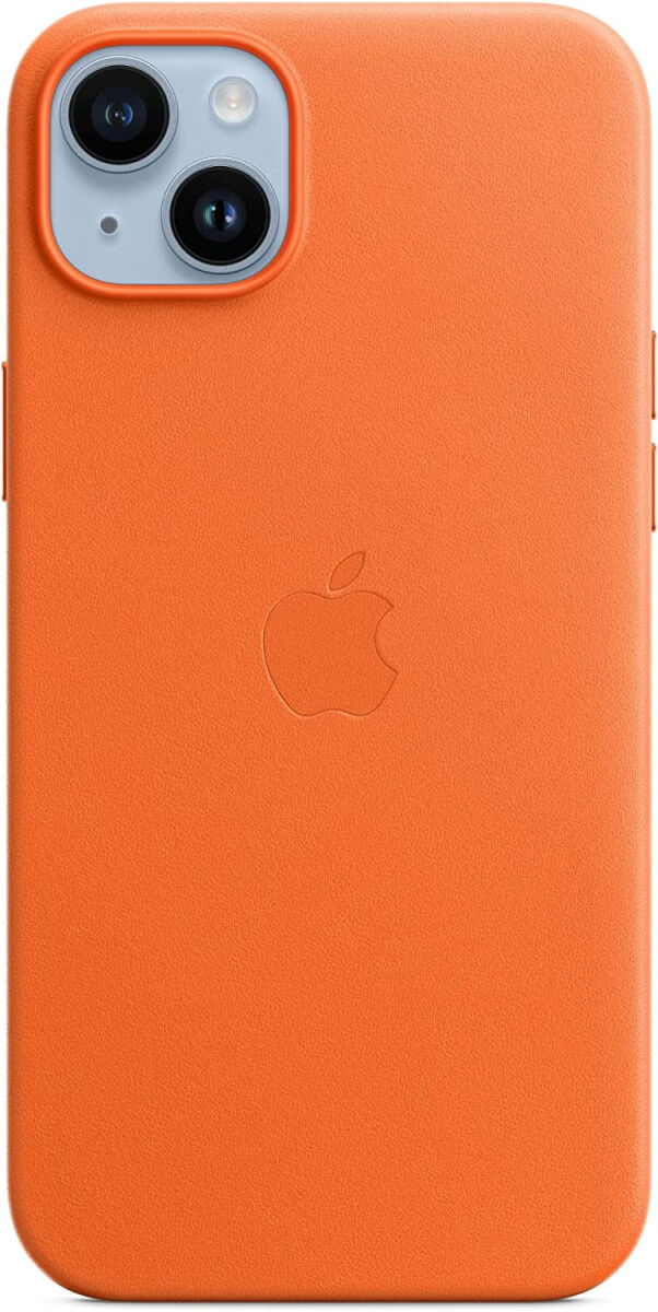 Origineel Apple iPhone 14 Plus Hoesje MagSafe Leather Case Oranje afbeelding 7