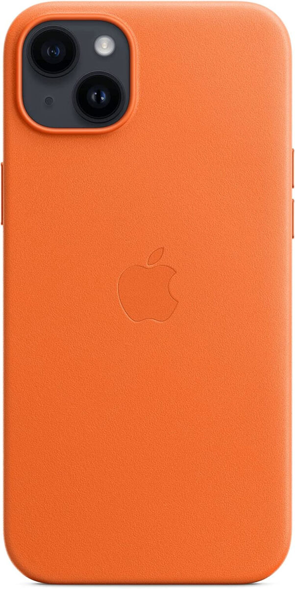 Origineel Apple iPhone 14 Plus Hoesje MagSafe Leather Case Oranje afbeelding 2