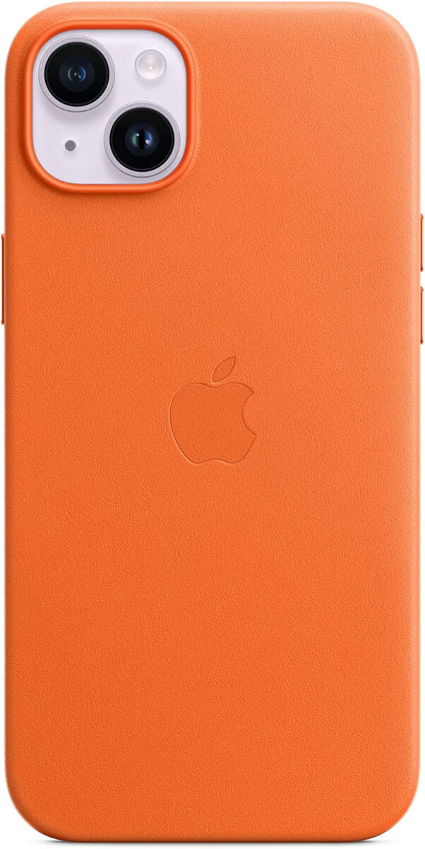 Origineel Apple iPhone 14 Plus Hoesje MagSafe Leather Case Oranje afbeelding 1