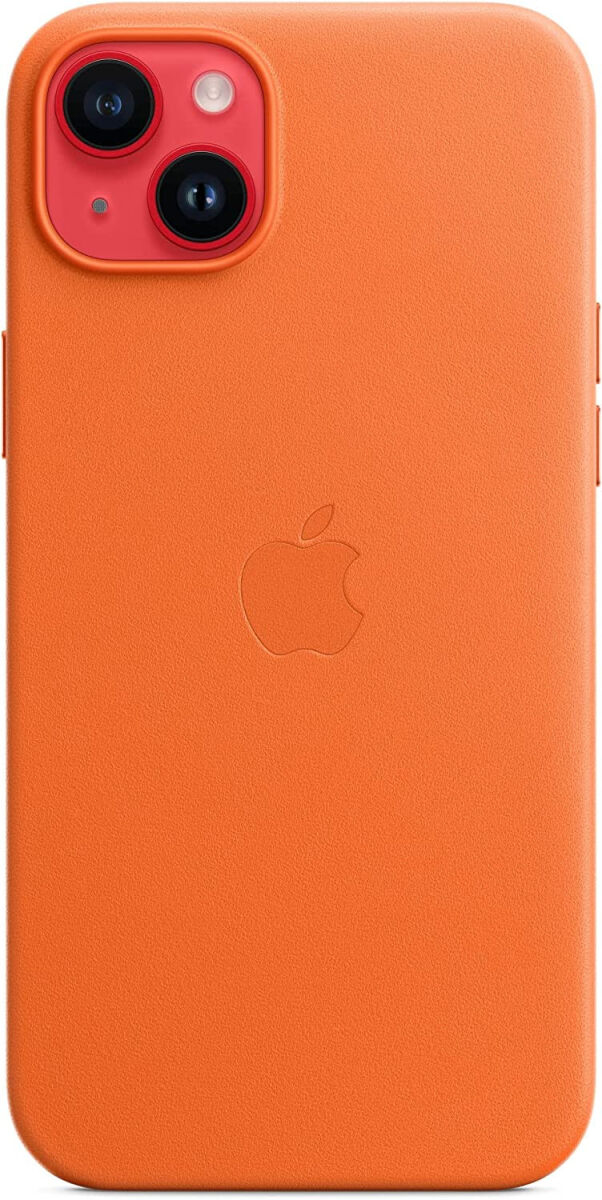Origineel Apple iPhone 14 Plus Hoesje MagSafe Leather Case Oranje afbeelding 8