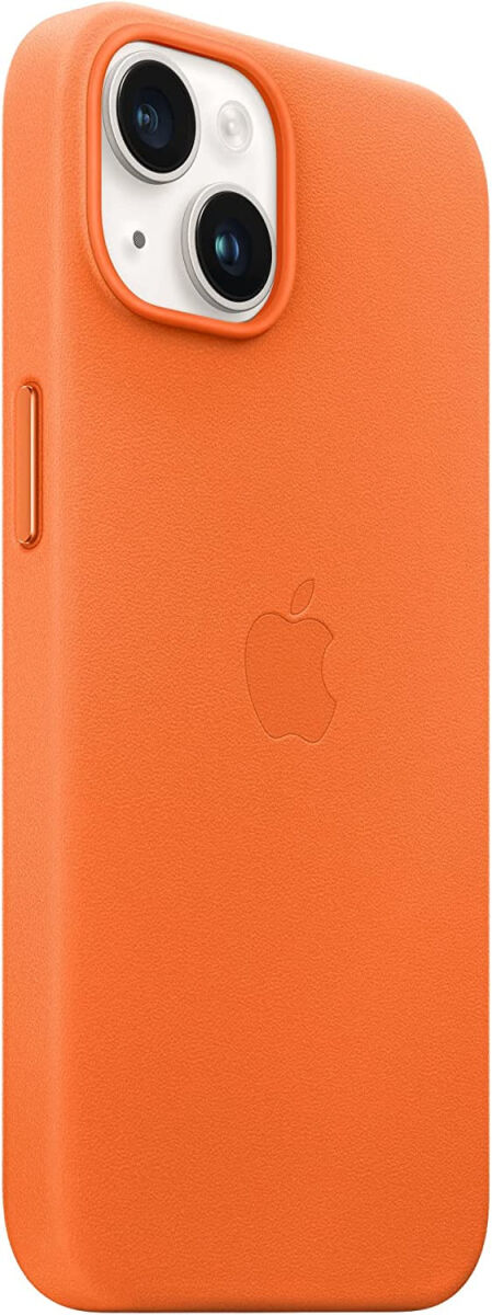 Origineel Apple iPhone 14 Plus Hoesje MagSafe Leather Case Oranje afbeelding 4