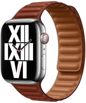 Origineel Apple Watch 49/45/44/42MM Leather Link Bandje Bruin S/M Bandjes