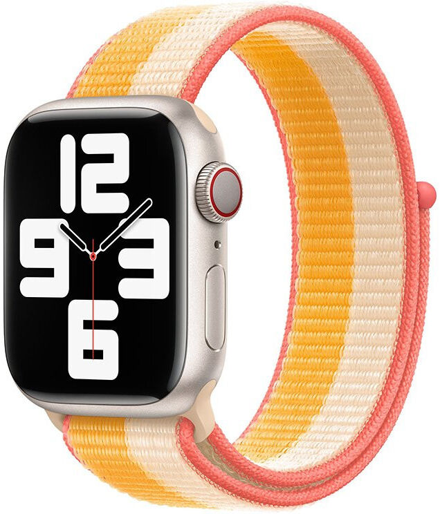 Origineel Apple Watch 49/45/44/42MM Geweven Sportbandje Geel / Wit afbeelding 1