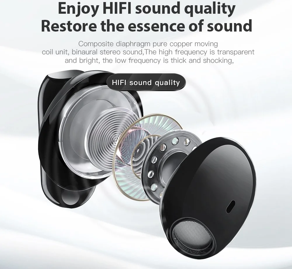 Essager E60 TWS Headset IPX5 Draadloze Bluetooth HiFi Oordopjes Geel afbeelding 5