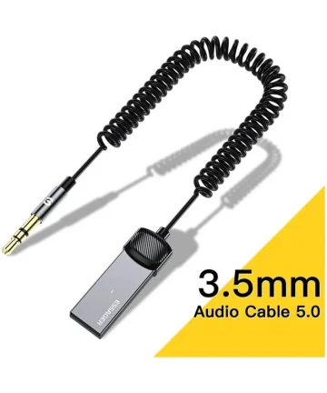 Essager USB naar 3.5mm Jack Bluetooth 5.0 Audio Ontvanger Grijs Kabels
