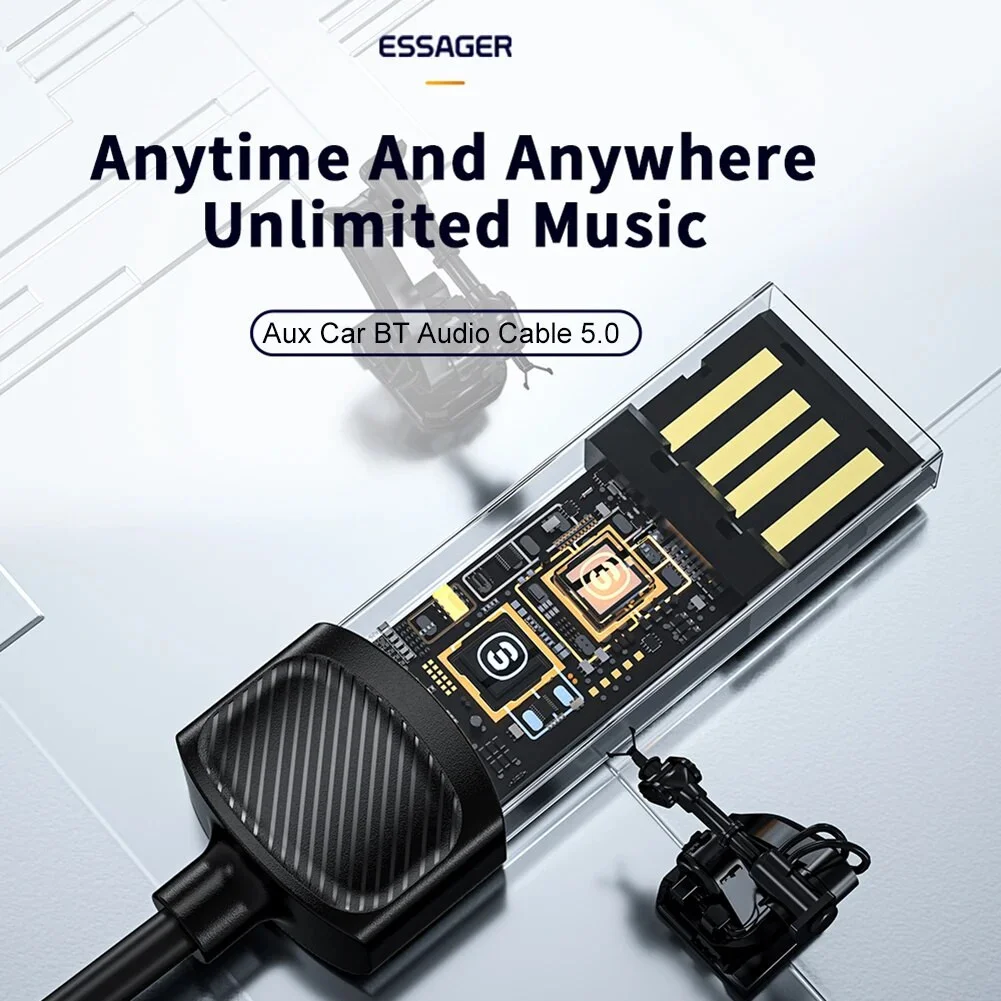 Essager USB naar 3.5mm Jack Bluetooth 5.0 Audio Ontvanger Grijs afbeelding 6