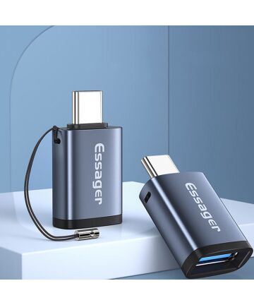 Essager 3A USB-C naar USB 3.0 Converter/Adapter met Koord Grijs Kabels