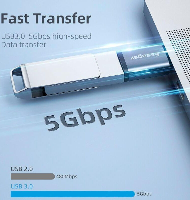 Essager 3A USB 3.0 naar USB-C Converter/Adapter met Koord Grijs afbeelding 2