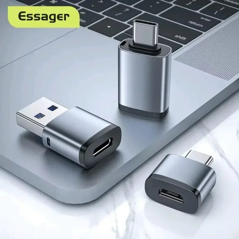 Essager Compacte Micro USB naar USB-C On The Go Adapter Grijs afbeelding 3