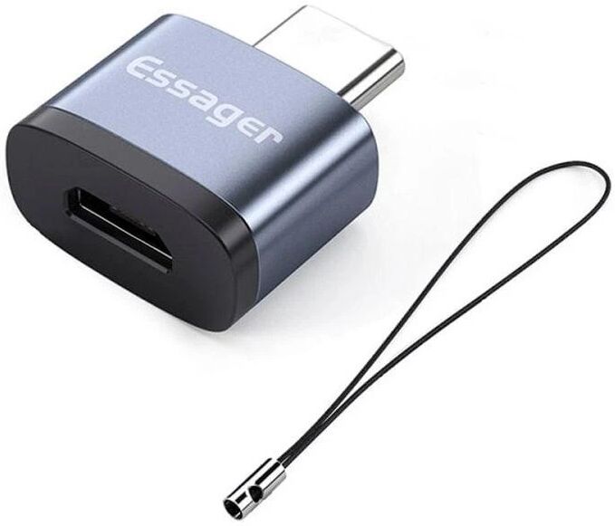 Essager Compacte Micro USB naar USB-C On The Go Adapter Grijs afbeelding 1