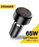 Essager 65W Fast Charge Autolader met Digitaal Display USB/USB-C Zwart