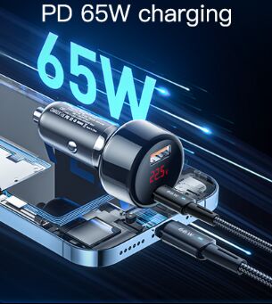 Essager 65W Fast Charge Autolader met Digitaal Display USB/USB-C Zwart afbeelding 3