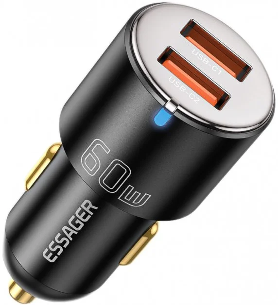 Essager Dubbele USB Autolader 60W met Quick Charge 3.0 Zwart afbeelding 1
