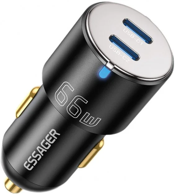 Essager Dubbele USB Autolader 66W met Quick Charge 3.0 Zwart afbeelding 1