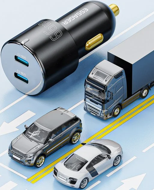 Essager Dubbele USB Autolader 66W met Quick Charge 3.0 Zwart afbeelding 5
