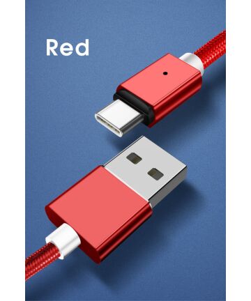 Essager 3A USB naar USB-C Fast Charge Oplaad Kabel 1M Rood Kabels