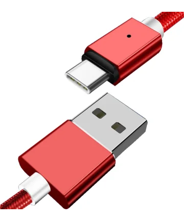 Essager 3A USB naar USB-C Fast Charge Oplaad Kabel 1M Rood Kabels