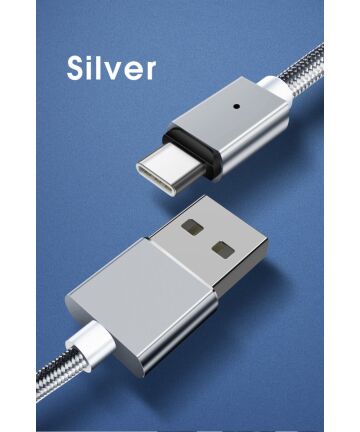 Essager 3A USB naar USB-C Fast Charge Oplaad Kabel 1M Zilver Kabels