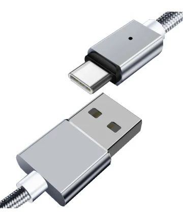 Essager 3A USB naar USB-C Fast Charge Oplaad Kabel 1M Zilver Kabels