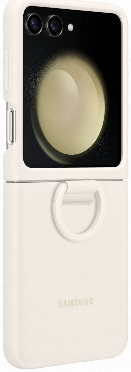 Origineel Samsung Galaxy Z Flip 5 Hoesje Silicone Case Ring Cream afbeelding 1