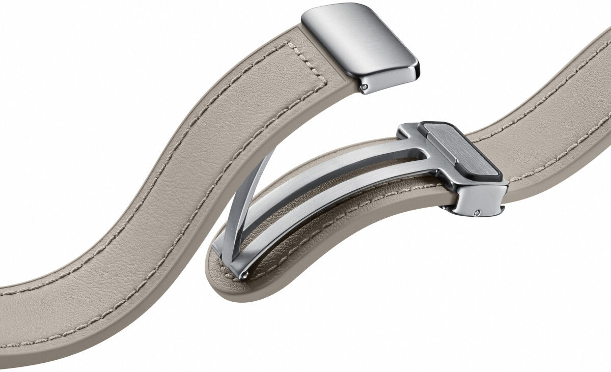 Origineel Samsung Galaxy Watch Bandje 20MM - D-Buckle Leer - (M/L) Beige afbeelding 2