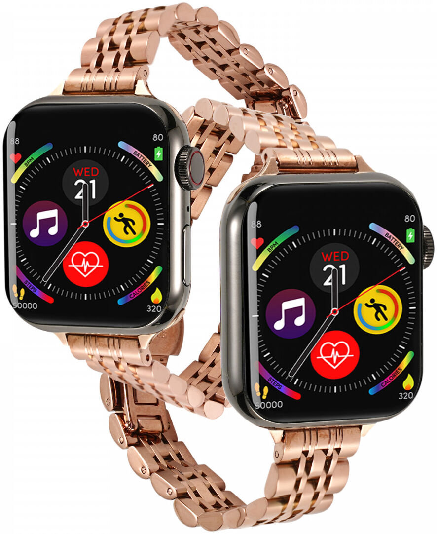 Apple Watch Bandje - 1-10/SE/Ultra - 49/46/45/44/42MM - Roestvrij Staal - Roze afbeelding 2