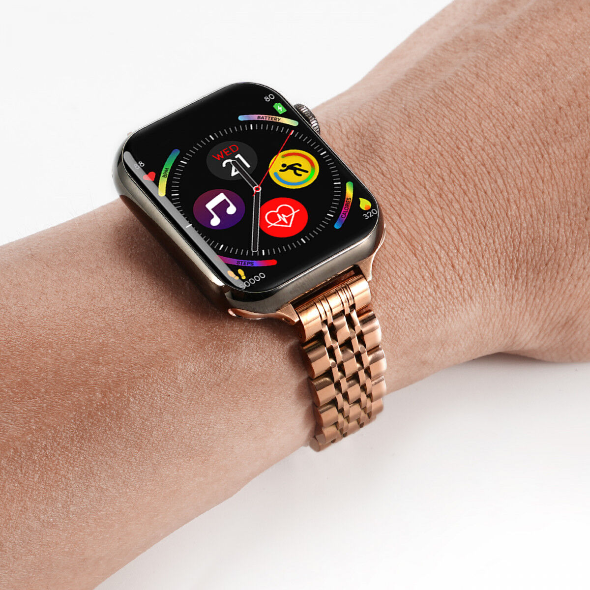 Apple Watch Bandje - 1-10/SE/Ultra - 49/46/45/44/42MM - Roestvrij Staal - Roze afbeelding 3