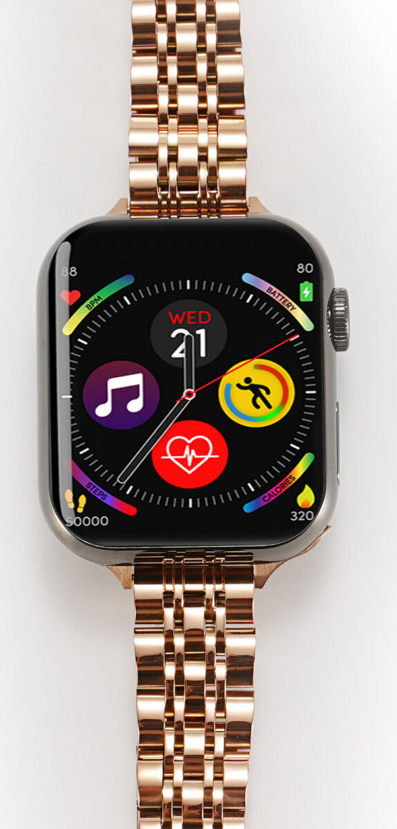 Apple Watch Bandje - 1-10/SE/Ultra - 49/46/45/44/42MM - Roestvrij Staal - Roze afbeelding 4