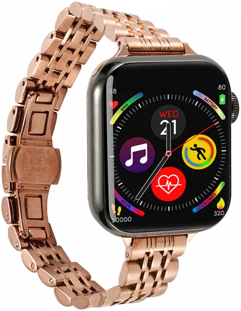 Apple Watch Bandje - 1-10/SE/Ultra - 49/46/45/44/42MM - Roestvrij Staal - Roze afbeelding 5