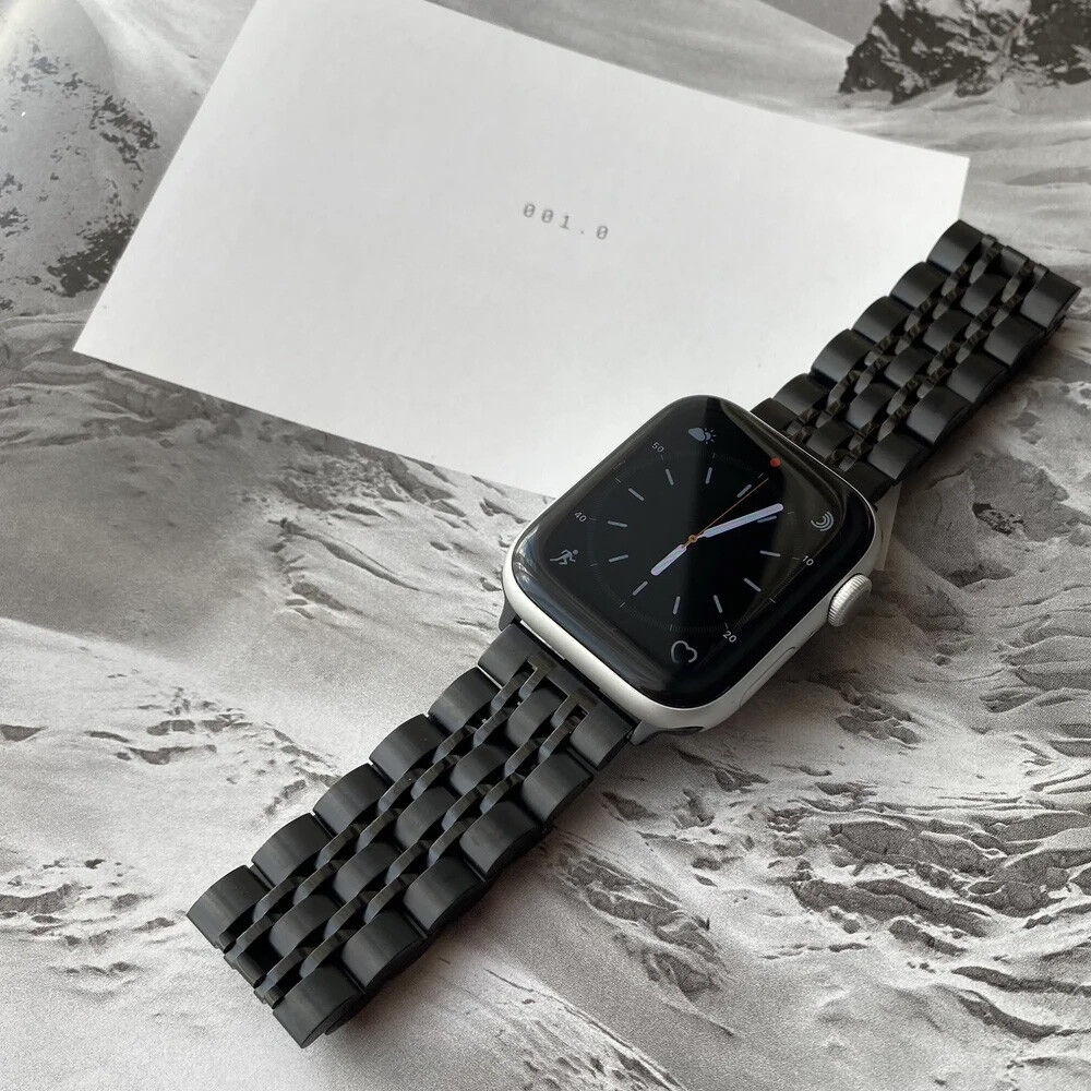Apple Watch Bandje - 1-10/SE/Ultra - 49/46/45/44/42MM - Roestvrij Staal - Zwart afbeelding 2