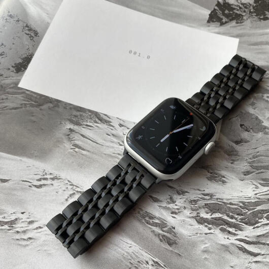 Apple Watch Bandje - 1-10/SE/Ultra - 49/46/45/44/42MM - Roestvrij Staal - Zwart afbeelding 2