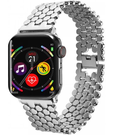 Apple Watch Bandje - 1-10/SE - 42MM/41MM/40MM/38MM - Honingraat - RVS - Zilver Bandjes