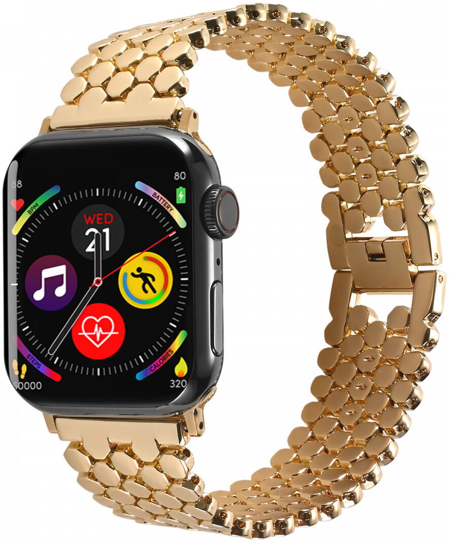 Apple Watch Bandje - 1-10/SE/Ultra - 49/46/45/44/42MM - Honingraat RVS -Goud afbeelding 1