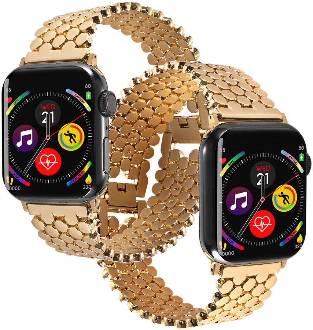 Apple Watch Bandje - 1-10/SE/Ultra - 49/46/45/44/42MM - Honingraat RVS -Goud afbeelding 2