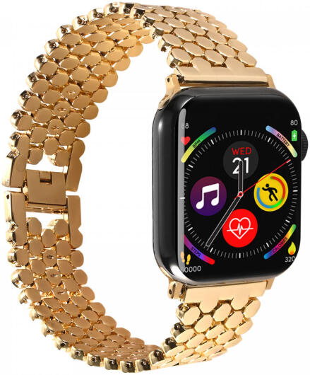 Apple Watch Bandje - 1-10/SE/Ultra - 49/46/45/44/42MM - Honingraat RVS -Goud afbeelding 6