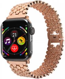 Apple Watch 1-9/SE/Ultra 49/45/44/42MM Honingraat RVS Bandje Roze Goud