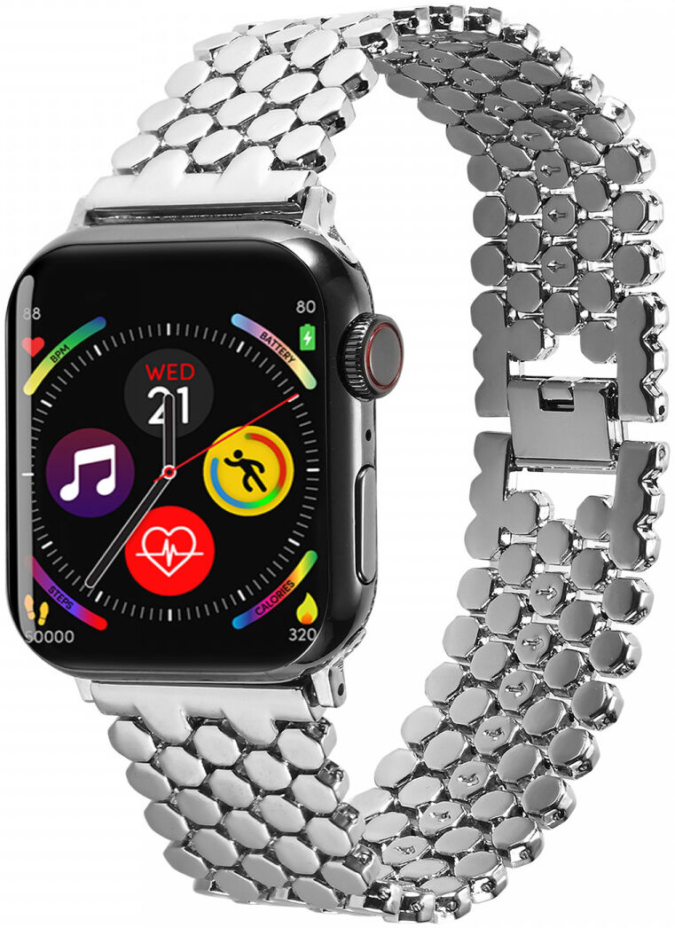 Apple Watch Bandje - 1-10/SE/Ultra - 49/46/45/44/42MM - Honingraat RVS -Zilver afbeelding 1