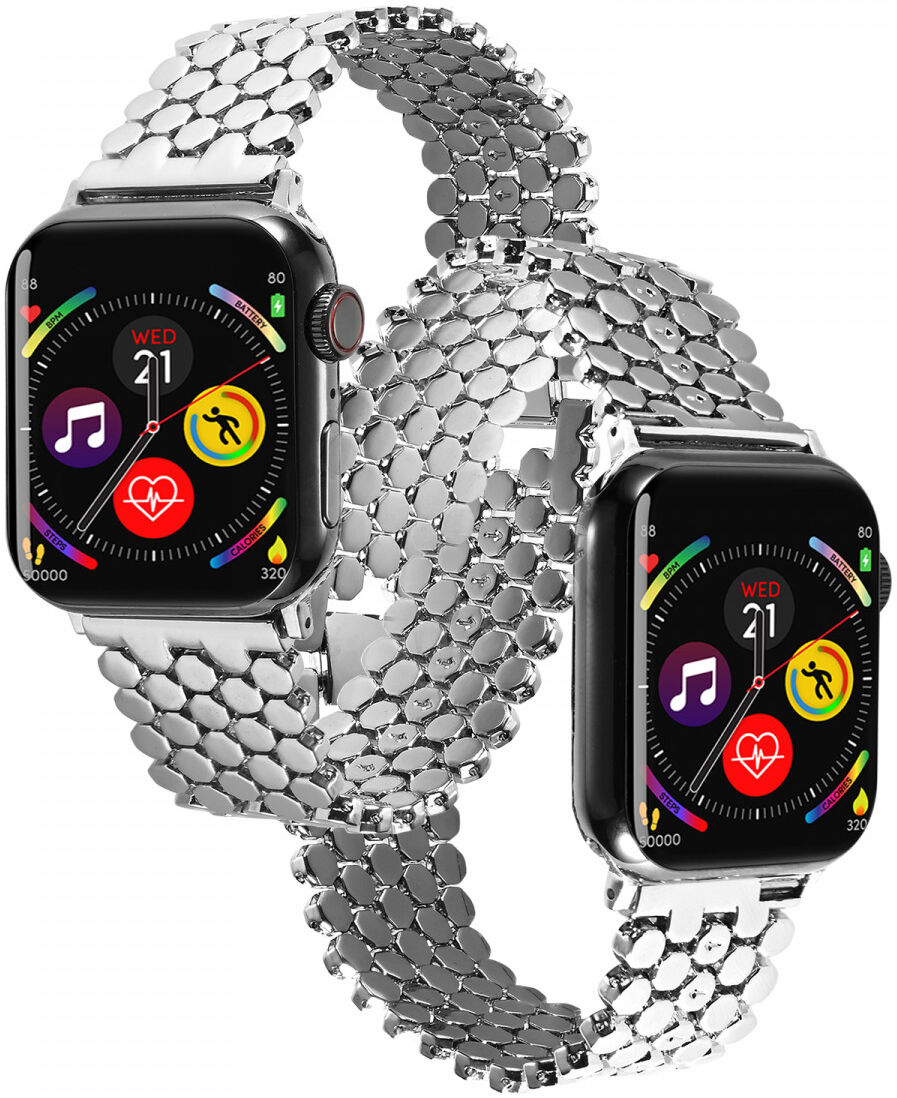 Apple Watch Bandje - 1-10/SE/Ultra - 49/46/45/44/42MM - Honingraat RVS -Zilver afbeelding 2