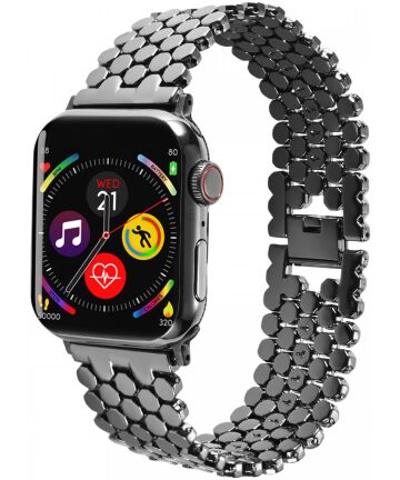 Apple Watch - 1-9/SE/Ultra 49MM/45MM/44MM/42MM - Honingraat RVS Bandje Zwart Bandjes