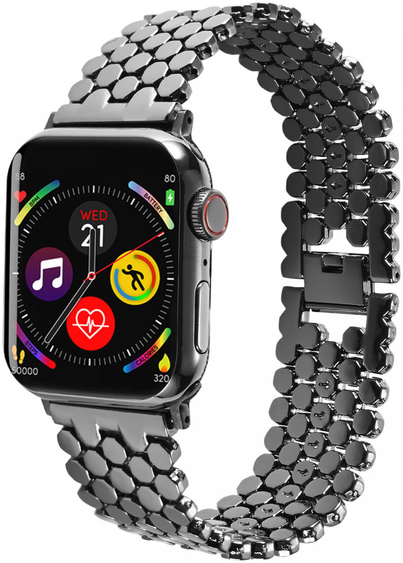 Apple Watch Bandje - 1-10/SE/Ultra - 49/46/45/44/42MM - Honingraat RVS - Zwart afbeelding 1