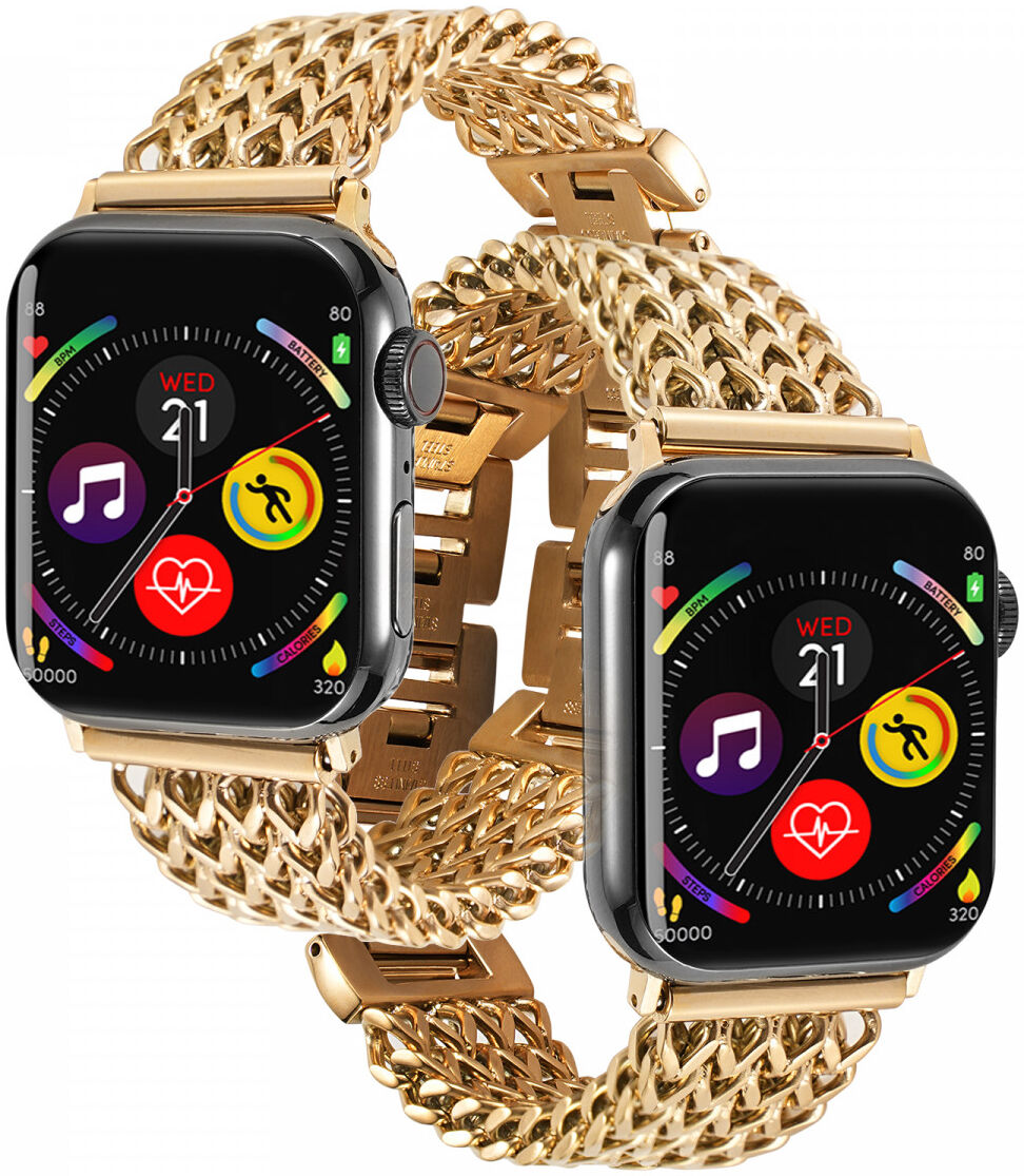 Apple Watch Bandje - 1-10/SE - 42MM/41MM/40MM/38MM - Gevlochten - Staal - Goud afbeelding 3