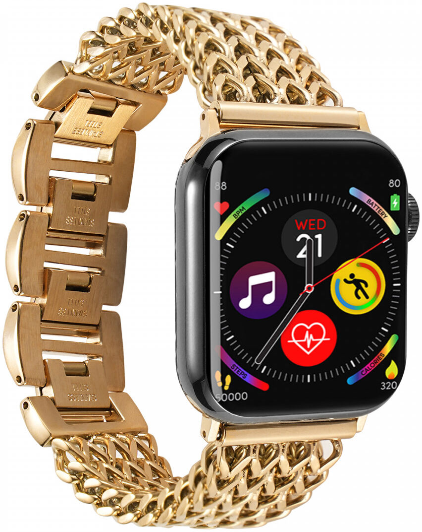 Apple Watch Bandje - 1-10/SE - 42MM/41MM/40MM/38MM - Gevlochten - Staal - Goud afbeelding 6