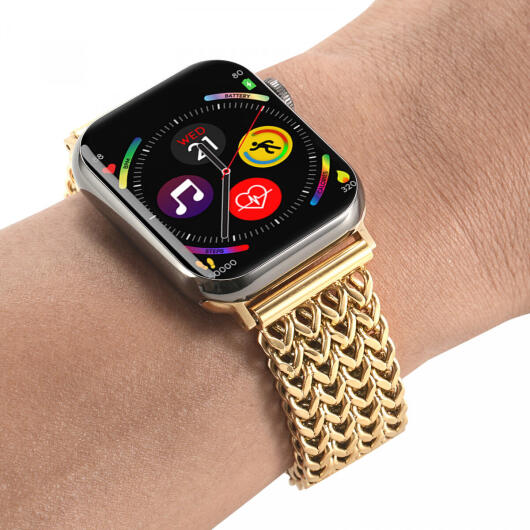 Apple Watch Bandje - 1-10/SE - 42MM/41MM/40MM/38MM - Gevlochten - Staal - Goud afbeelding 4