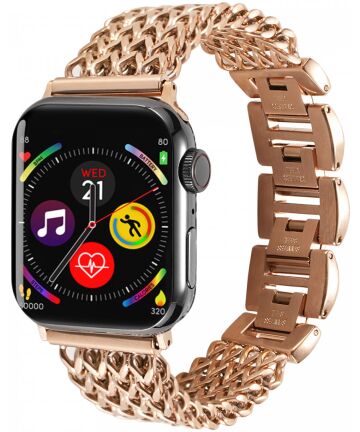 Apple Watch Bandje - 1-9/SE 41MM/40MM/38MM - Gevlochten - Stalen - Roze Goud Bandjes